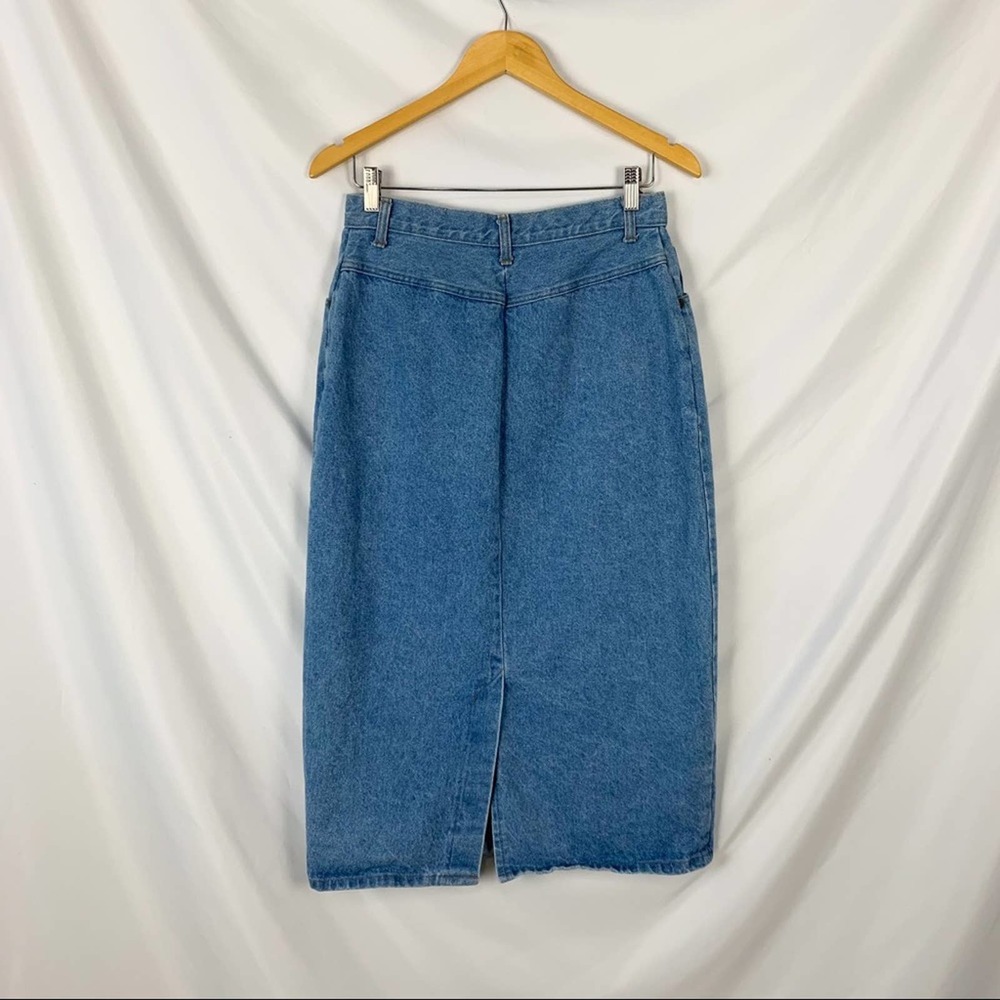 Vivaldi Jeanswear Vintage 90's Denim Wrap Side Slit Midi Skirt Size 12 - Picture 6 of 13